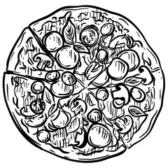 italian pizza handdrawn illustration