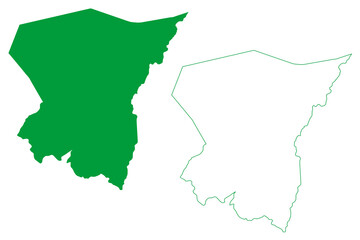Gandu municipality (Bahia state, Municipalities of Brazil, Federative Republic of Brazil) map vector illustration, scribble sketch Gandu map