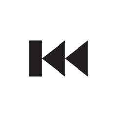 Fast backward icon Flat line illustration