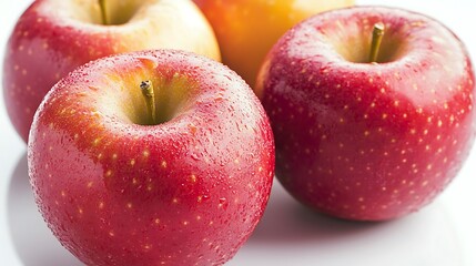 Fresh Red Apples with Water Drops Close Up