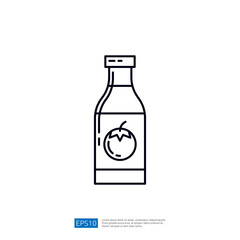 Ketchup Bottle Icon Vector,  Outline Style