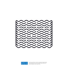 A simple line drawing of a wavy pattern, resembling a textured surface or fabric. It serves as a graphic element for design purposes.