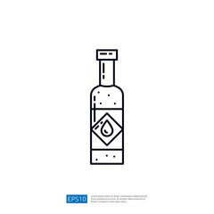 Oil Bottle Icon Vector Illustration in Line Style. Suitable for Web and Mobile Applications