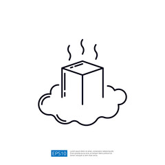 Cloud Computing Icon with Server Data on Cloud with Smoke