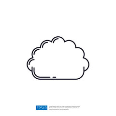 A simple line drawing of a fluffy cloud, representing softness and lightness, often used in designs related to weather, nature, or dreams.