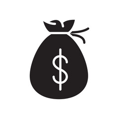 Money bag icon Flat line illustration
