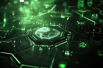 A futuristic hexagon-shaped icon glowing in green-gigapixel-hq-scale-6_00x