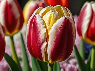 beautiful tulips photographed in the back garden of the house