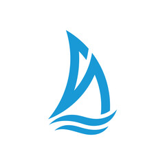 sailboat with letter S shape logo design inspiration