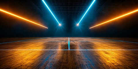 Vibrant Indoor Sports Hall with Dynamic Lighting Effects