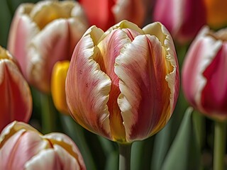 beautiful tulips photographed in the back garden of the house