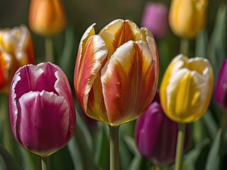 beautiful tulip flower seen close up. beautiful flower in garden