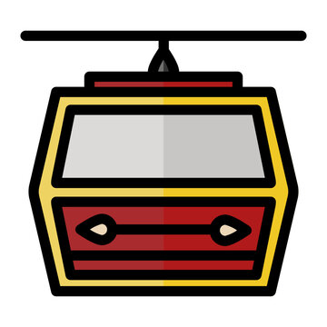 recommend clip art: Cable car cabin icon  in Color Lineal Color. Flat Outline style