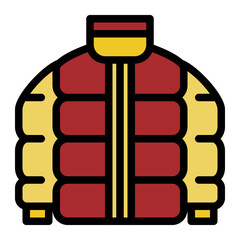 Puffer Jacket icon in Color Lineal Color. Flat Outline style