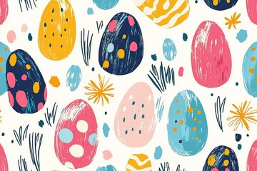 Colorful Easter eggs in a playful pattern creating a festive atmosphere perfect for spring celebrations and holiday decorations