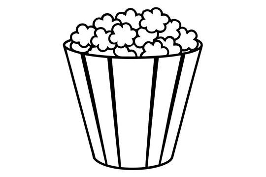 recommend clip art: Popcorn line art illustration | isolated vector silhouette illustration on white background
