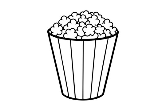 recommend clip art: Popcorn line art illustration | isolated vector silhouette illustration on white background