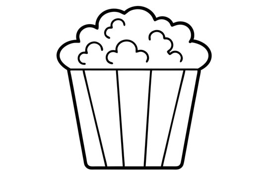 recommend clip art: Popcorn line art illustration | isolated vector silhouette illustration on white background