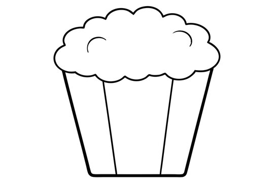 recommend clip art: Popcorn line art illustration | isolated vector silhouette illustration on white background