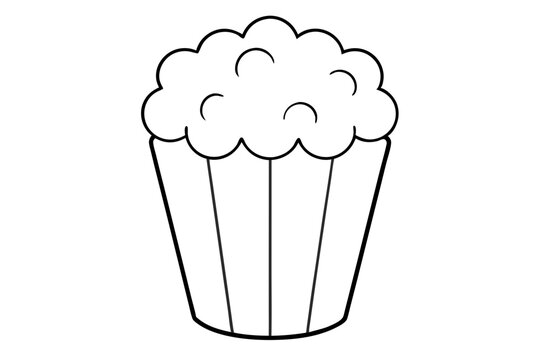 recommend clip art: Popcorn line art illustration | isolated vector silhouette illustration on white background