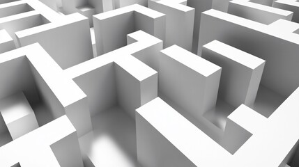 White 3D maze with a geometric pattern, abstract background.