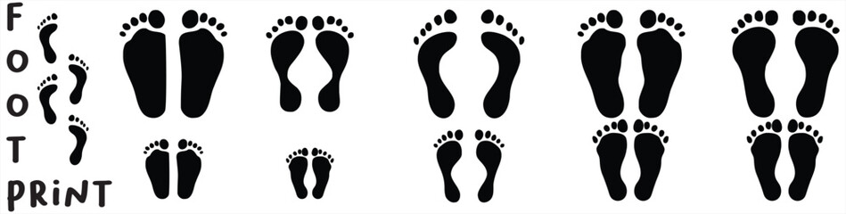Set different human footprints. Baby footprint - stock vector. illustration.