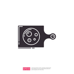 A simplified graphic representation of a film reel, symbolizing cinema and filmmaking.