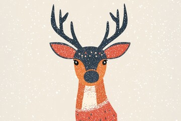 Contemporary AI-generated minimalist festive deer design for holiday use.