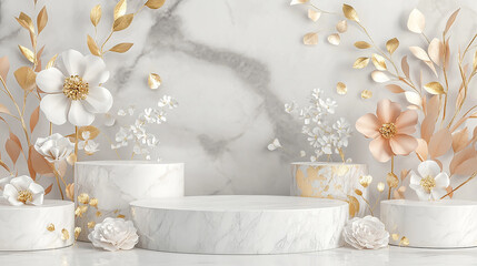 elegant abstract background with empty marble podium 3d render
