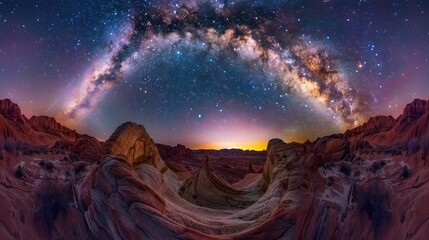 Breathtaking View of Canyon Under Starry Sky