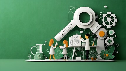 paper cut depicting a science fair event where students are showcasing their science projects and presentations  The image captures the creative and educational atmosphere of a school science fair