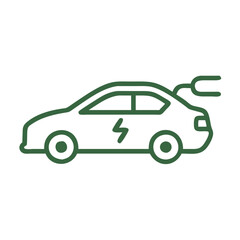 Fototapeta premium Simple outline of a hybrid car with an electric charging symbol