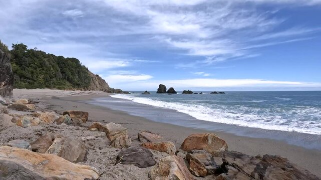Scenic Coastal Landscape at Monro Beach, West Coast, South Island &ndash; A Hidden Gem of New Zealand