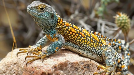 Obraz premium Colorful Desert Lizard Basking in the Sunlight
