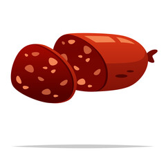 Pepperoni salami sausage vector isolated illustration