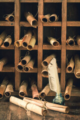 Scribe library full of valuable and ancient manuscripts