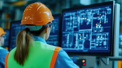 A group of engineers closely observing the high tech production process on a factory floor with a focus on the manufacturing of electronic components and devices