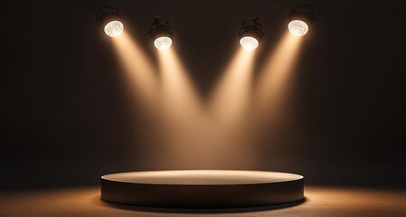 spot light podium background stage spotlight studio lamp pedestal show platform award concert 3d scene dark round effect winner theater party stand blue beam projector empty gold exhibition floor