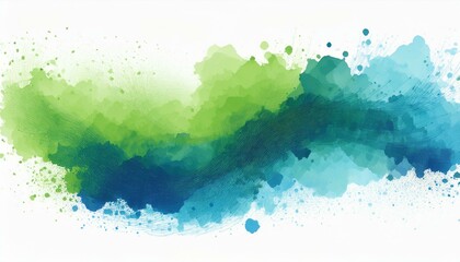Obraz premium Green blue watercolor paints fusion design isolated on white background