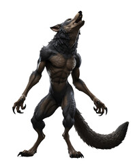 Fototapeta premium A Wolf-Like Creature Howls at the Moon