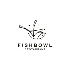 Fish Bowl logo with Chopstick, Japanese restaurant Poke Sushi Seafood unique design illustration