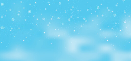 Winter background, snowflakes on a beautiful background, Christmas background for cards, snowfall. Snowy nature landscape