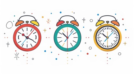 Linear Time and Clock Icons - a clean and modern visual. The white background highlights the simplicity and elegance of the design.