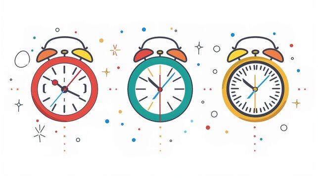 Linear Time and Clock Icons - a clean and modern visual. The white background highlights the simplicity and elegance of the design.