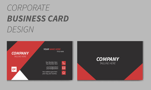 Corporate business card best design template for your company , creative and clean with black and red color 