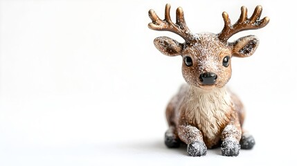 Isolated Reindeer Figurine on White Background