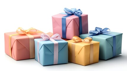 Fototapeta premium Colorful Wrapped Gifts on White Background