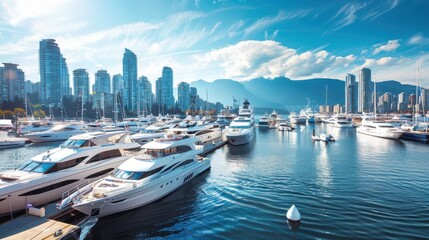 Modern Marina Panoramic View with Scenic Boats