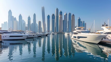 Obraz premium Modern Marina Panoramic View with Reflections