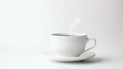 Soothing Moments Steaming Hot Coffee in a Pristine White Cup
